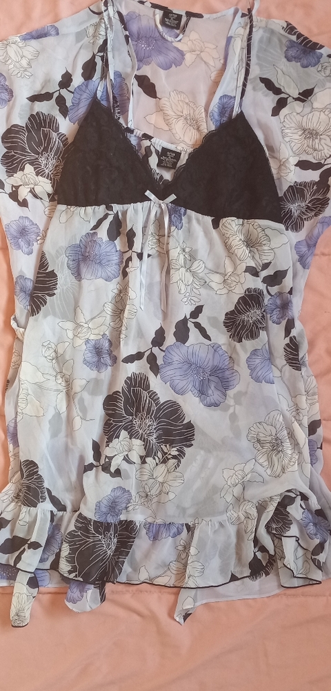 Apt. 9 blue floral slip dress and robe set